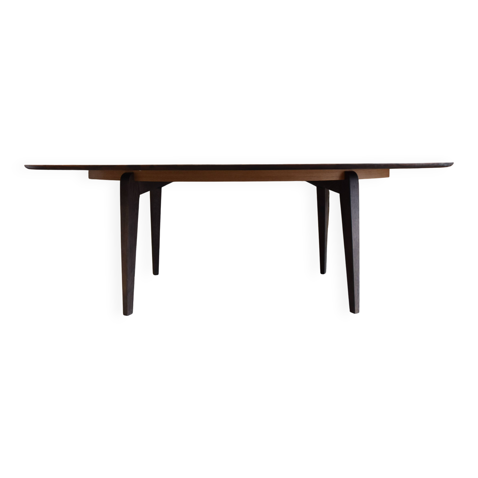 Oval table in ziricote and solid oak