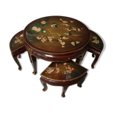 Antique Japanese coffee table with stools
