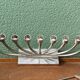 Candle holder with 9 branches in silver metal and speckled