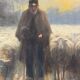 “Shepherd and his flock”, watercolor on paper, signed Maurice Hagemans