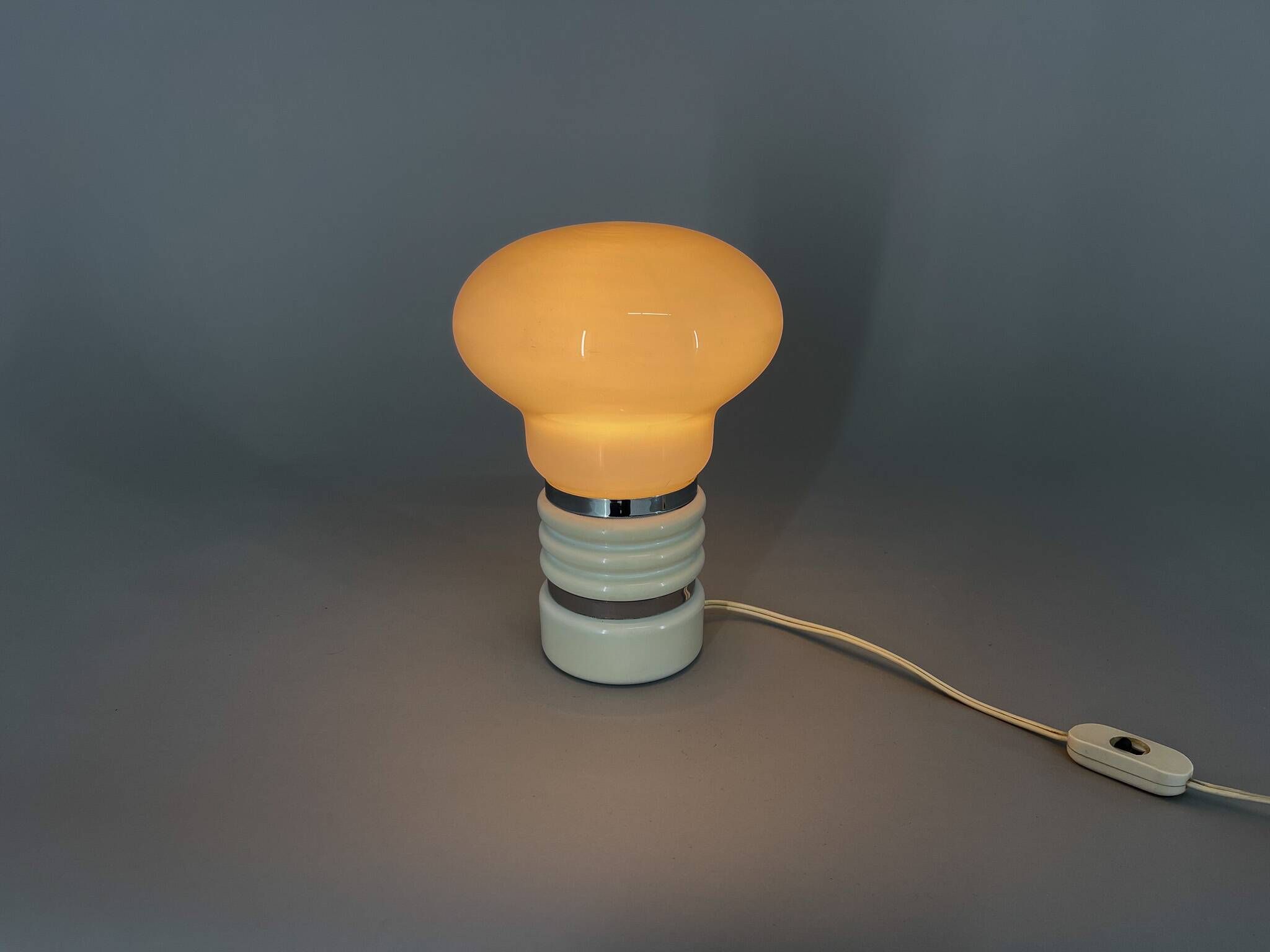 Mid-century Metal & Milk Glass Table Lamp, Italy