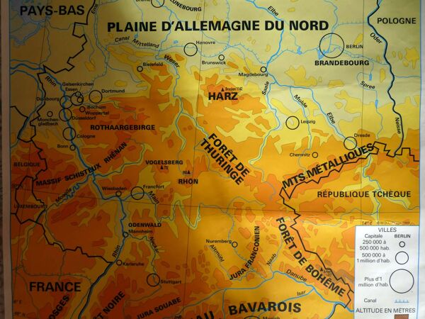 Carte scolaire poster vintage Allemagne Relief édition MDI / Affiche