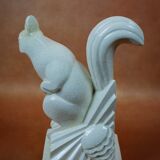 Charles LEMANCEAU, SAINT-CLÉMENT earthenware factory. Art Deco squirrel - 1930