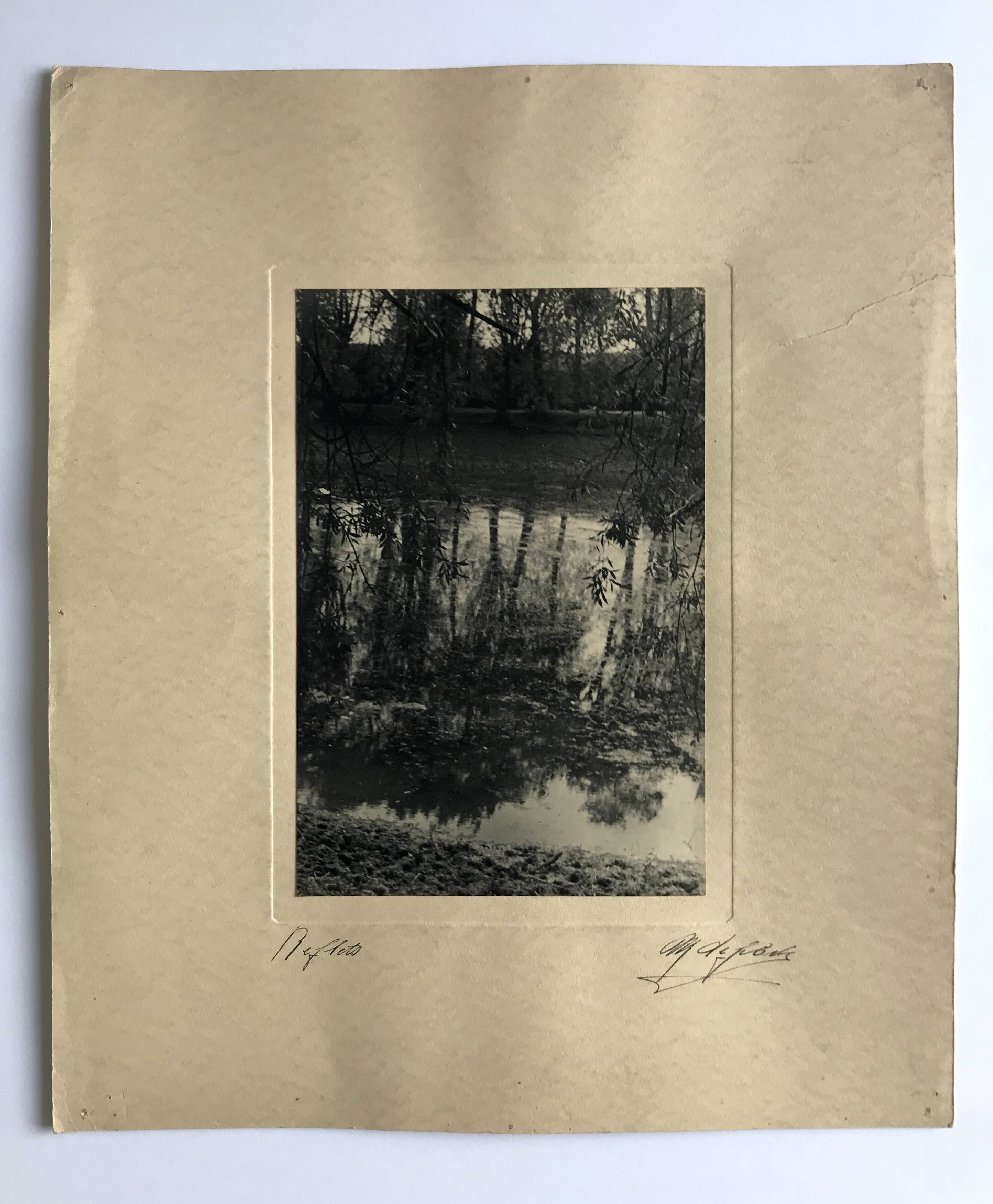 Georges lefebvre, reflections, black and white photograph, circa 1930. signed in ink