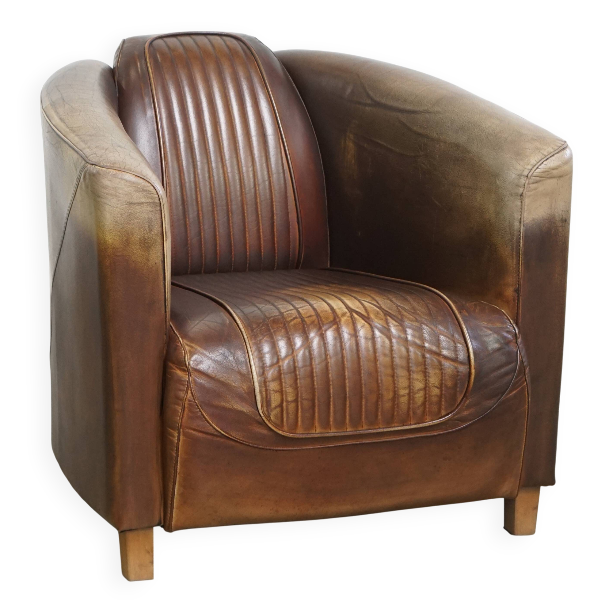 Cowhide Leather Chesterfield Aviator Armchair