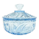 Art Deco bonbonniere, turquoise pressed glass, Germany, 1950s