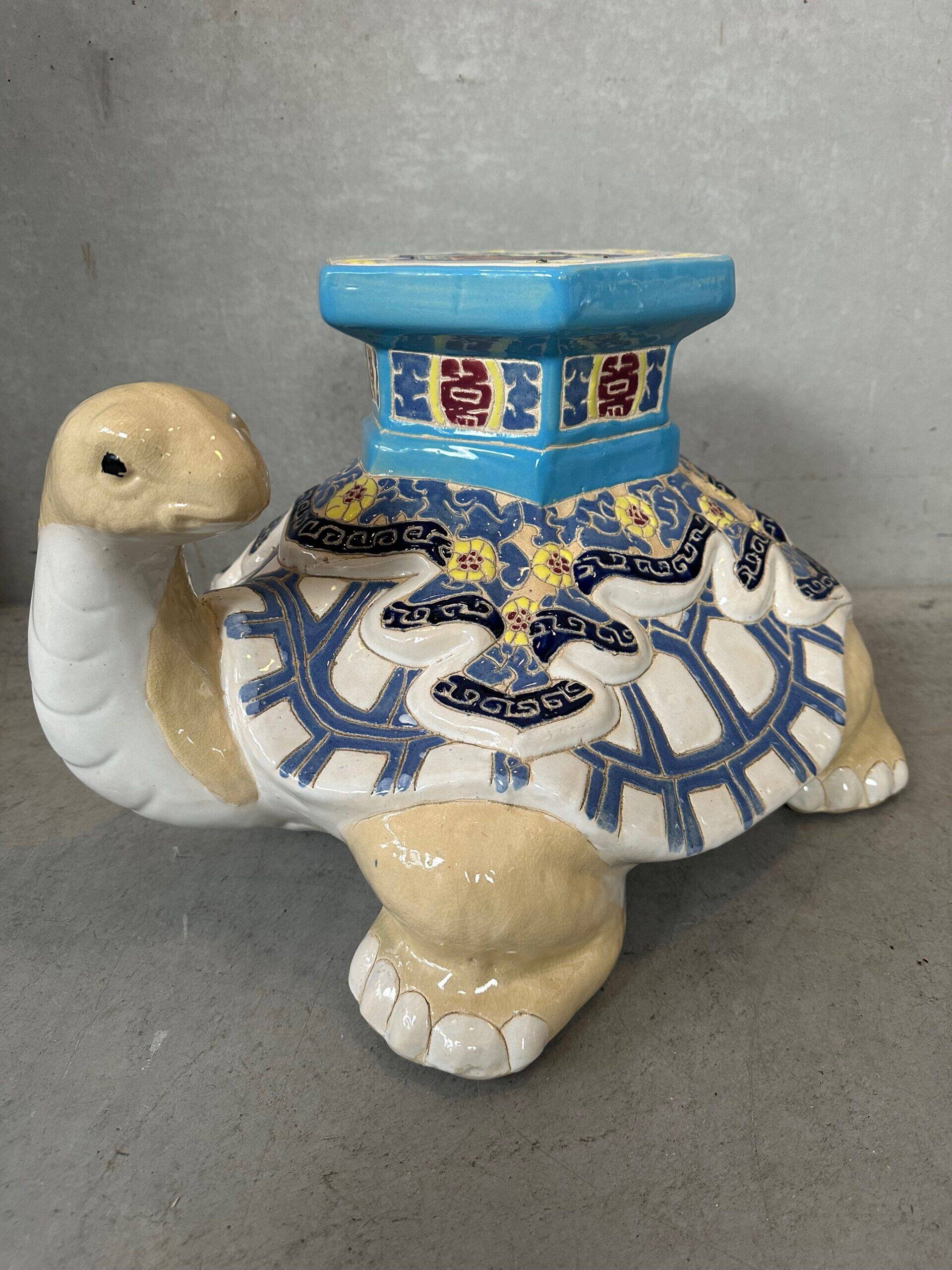 Support de plante en céramique vintage en forme de tortue