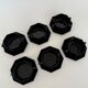 Vintage Set of 6 Arcoroc Black Glass Soup Cups and Saucers Set