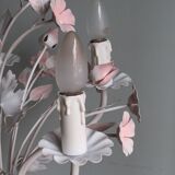 Vintage toleware chandelier with floral motifs, Italy from the 1960s.