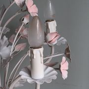 Vintage toleware chandelier with floral motifs, Italy from the 1960s.