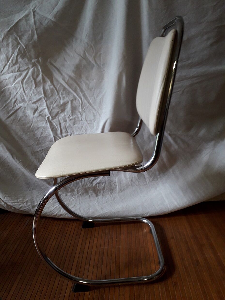 3 white skai chairs, 70's