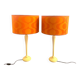 Pair of vintage upcycled lamps - upcycling - Orange pop