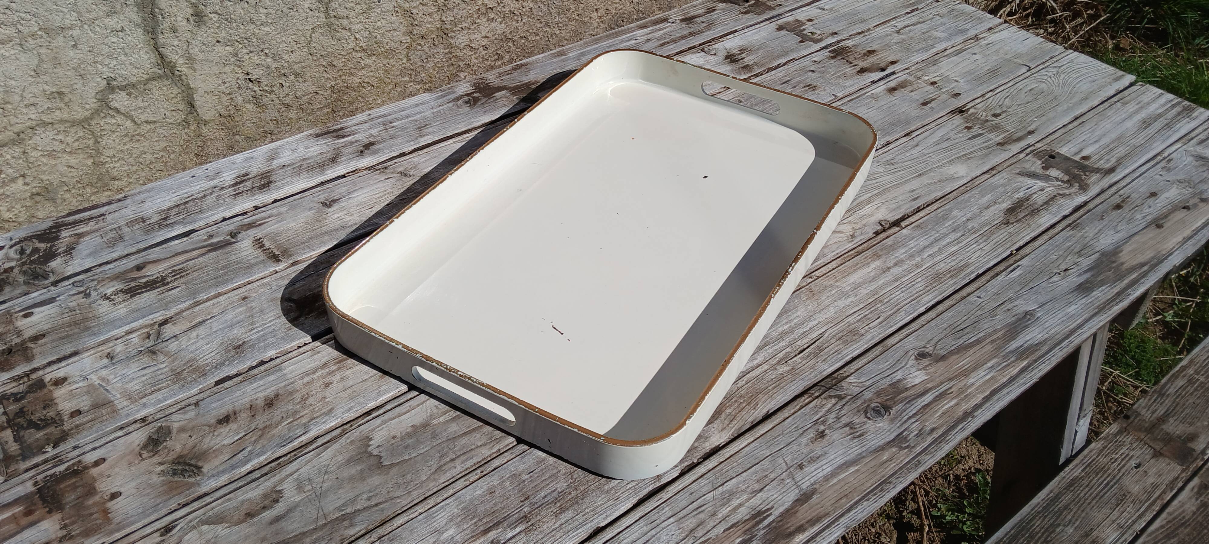 large rectangular tray with handles