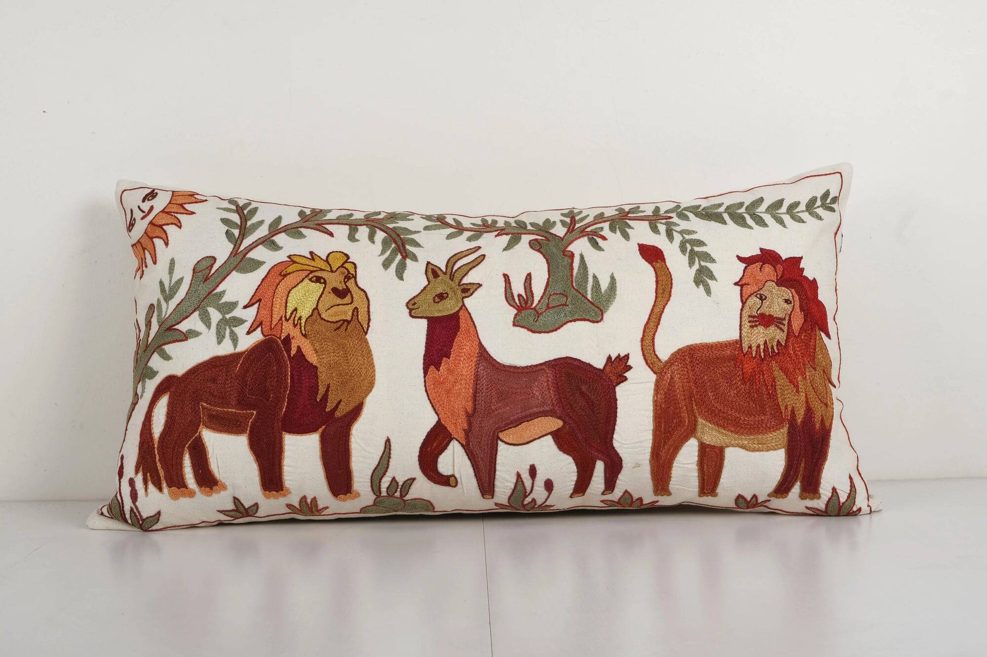 Vintage embroidered cushion cover 46x86 cm