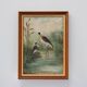 Large decorative painting of birds in water, France 1960s