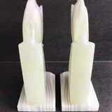 Pair of onyx horse head bookends