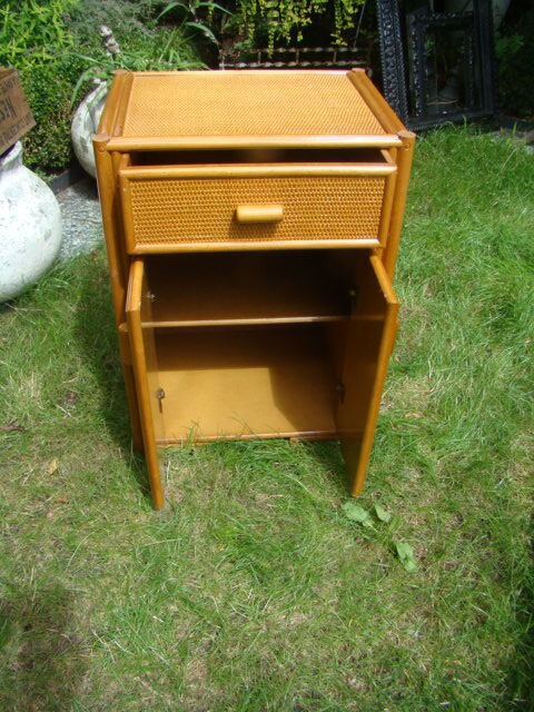 Vintage bedside furniture bamboo / rattan 70