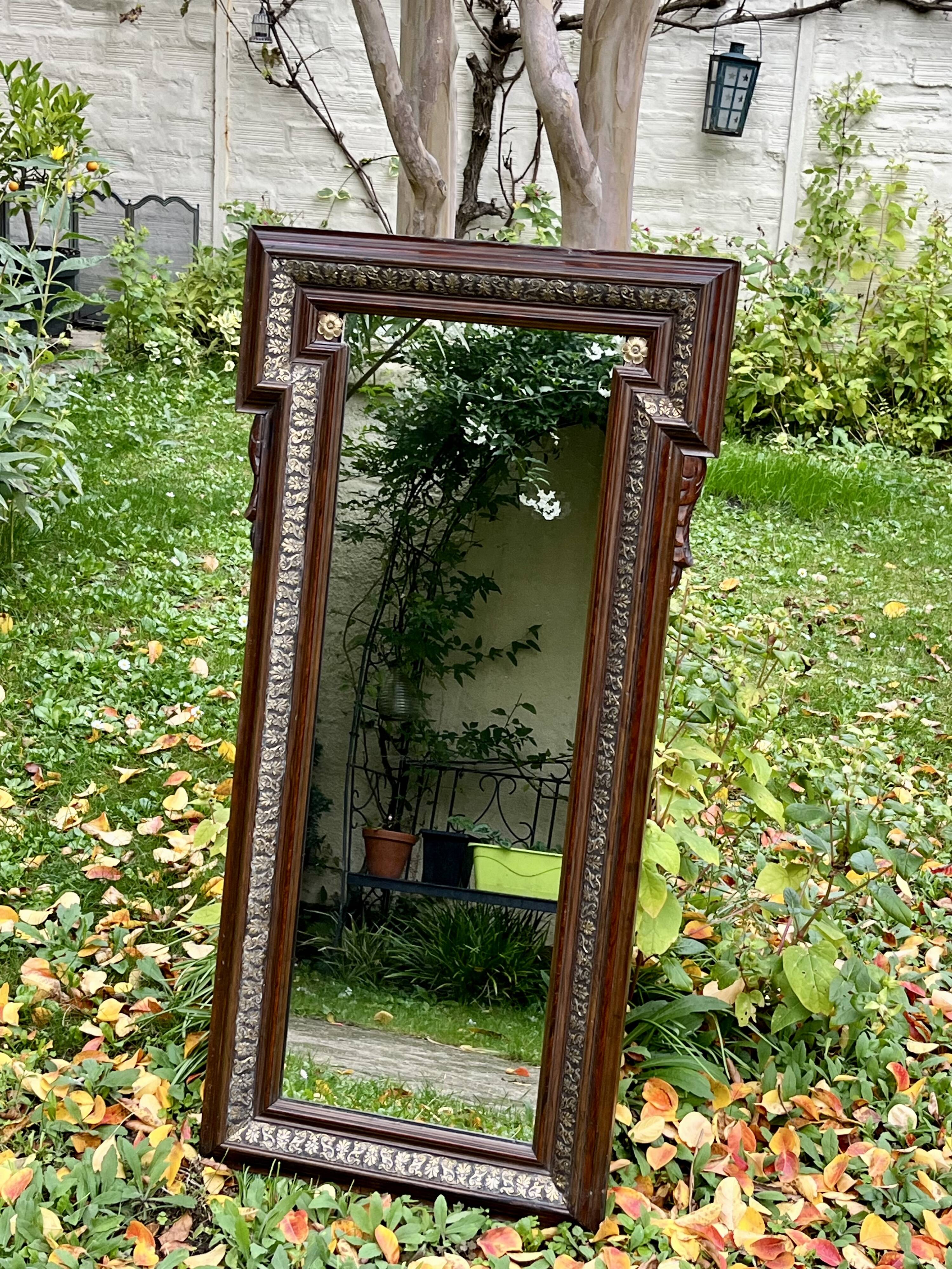 Corner mirror - wood and gilded brass - Napoleon style