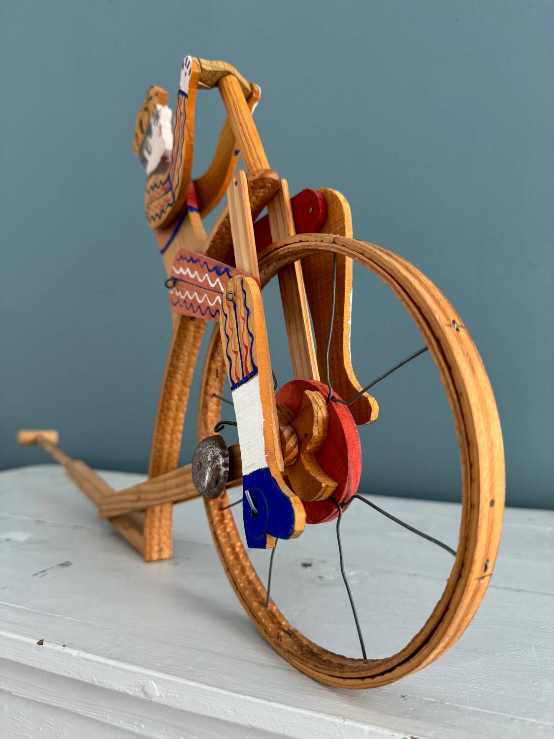 Old painted wooden push toy, circa 1930