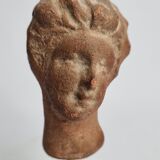 Female head in terracotta, Tanagra – Antique fragment – 4th–2nd century 14.5 cm