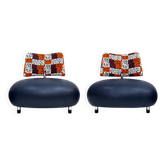 Pallone Armchairs by Roy de Scheemaker, Leather & Fabric, 1989