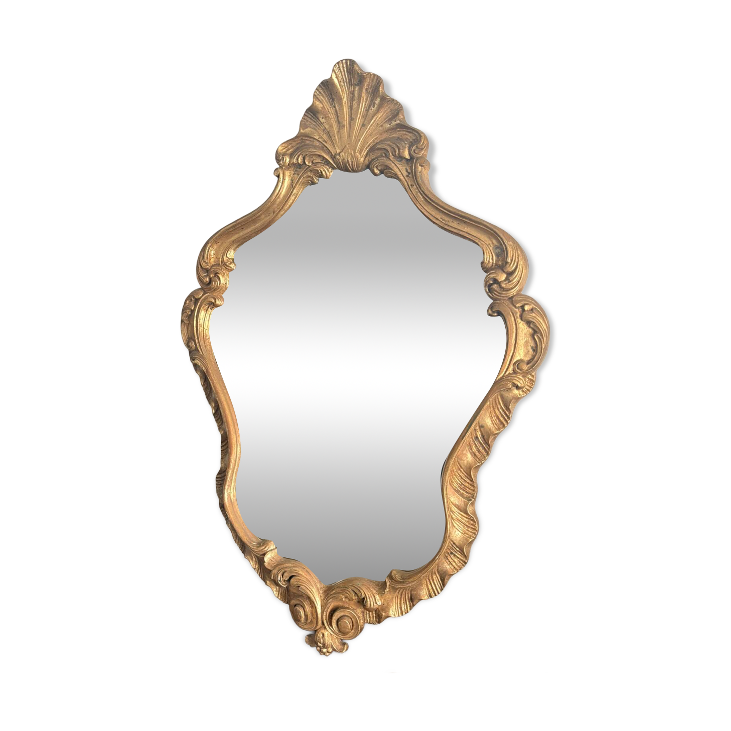 Antique Louis XV Rocaille Rococo Gilded Wall Mirror