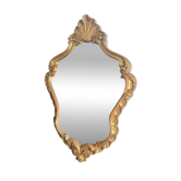 Ancien Miroir Louis XV Rocaille Rococo Doré Bois Mural