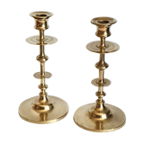 Duo of brass candle holders