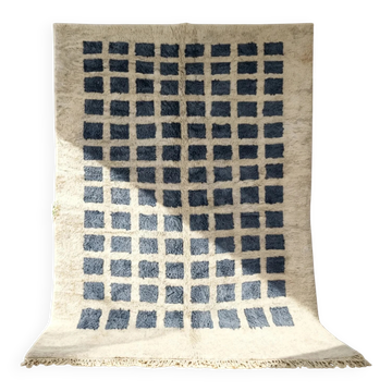 Tapis en Laine Géométrique Ombre Bleu Gris — Tapis Berbère à Motifs Modernes