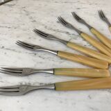 Set of 8 forks with horn dessert 60s