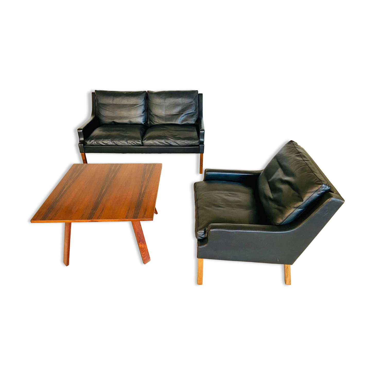 Vintage retro Danish mid-century G. Thams 2 person sofa & chair set