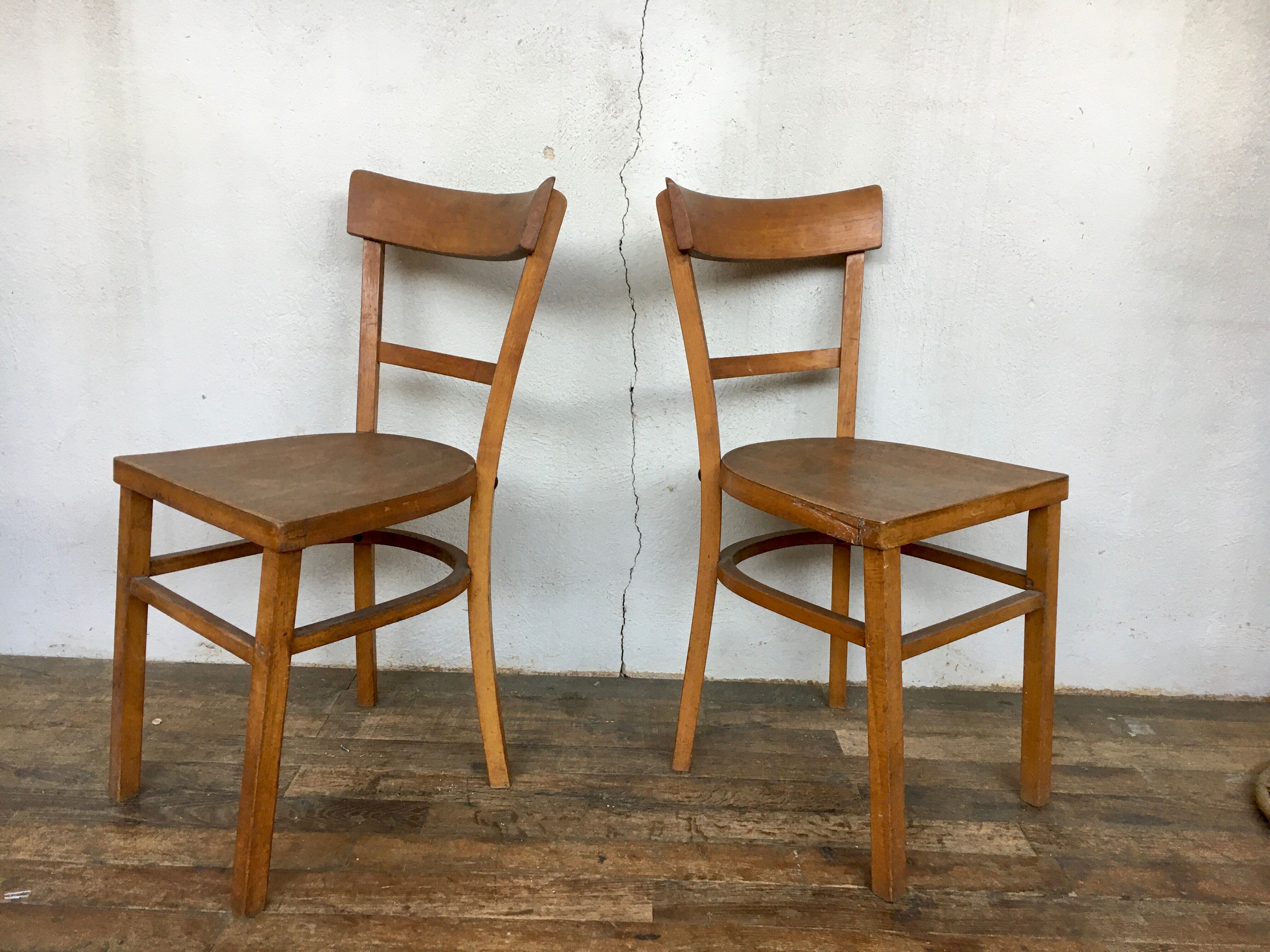 Paire de chaises bistrot troquet Fischel 1950