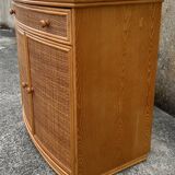 Vintage low sideboard, Exodia, bamboo and rattan, 80s