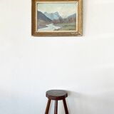 Painting "River of the Alps", Oil on panel, framed