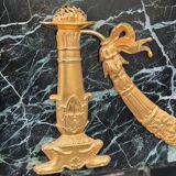 Empire style fireplace in antique green marble and gilded bronzes circa 1880