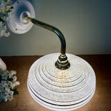 Vintage wall lamp with white and gold Clichy glass shade