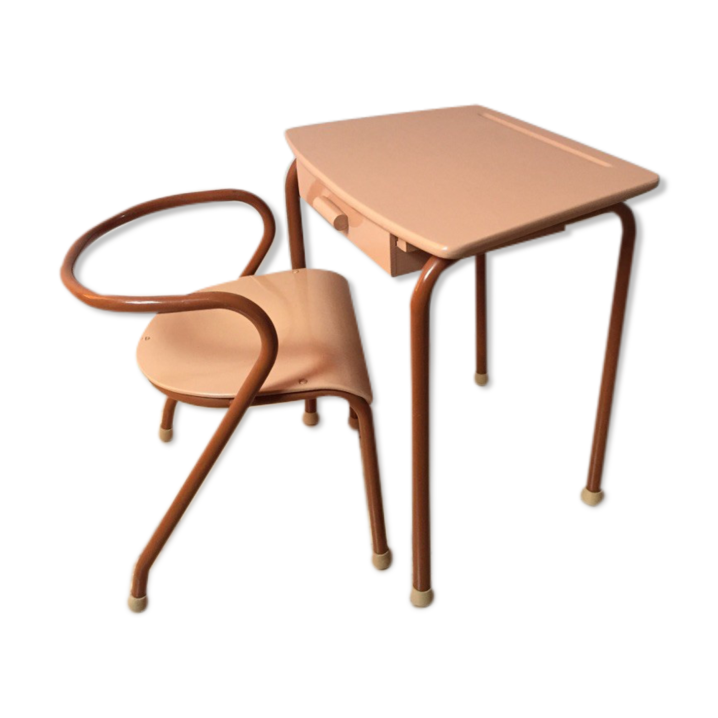 School set MCA 300 armchair and MCA 322 desk by Jacques Hitier, 1950's