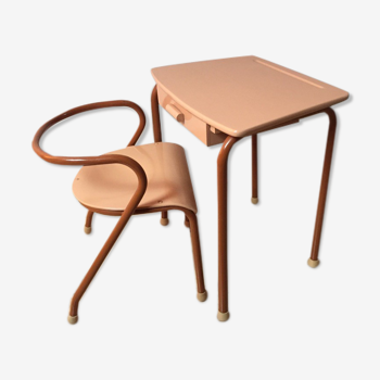 School set MCA 300 armchair and MCA 322 desk by Jacques Hitier, 1950's