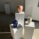 Modern vase oblong dark blue / dark purple H:19cm