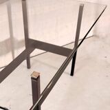 Modernist coffee table in metal, glass and brass - 1950s