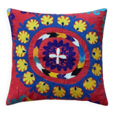 Housse de coussin brodée vintage 48x53 cm