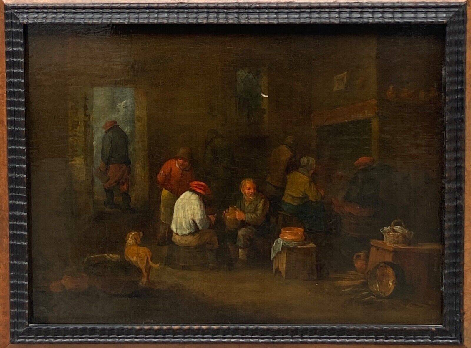 Oil on panel Dutch interior scene Flemish school 19th century