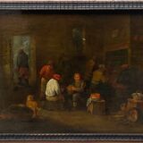 Oil on panel Dutch interior scene Flemish school 19th century