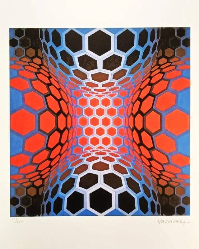 1970s Victor Vasarely limited numbered edition lithograph.