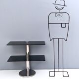 Postmodern Chromed Metal Console Table with Two Smoked Glass Shelves, Italy