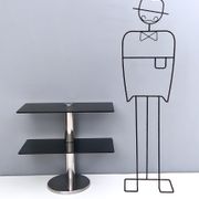 Postmodern Chromed Metal Console Table with Two Smoked Glass Shelves, Italy