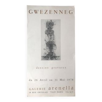 Affiche originale en sérigraphie de Jean-Gérard GWEZENNEG, Galerie Arellena, 1978