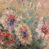 Bouquet/landscape, double reversible painting signed A. Viret