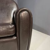 Pair of leather armchairs in French Art Deco style, 1970s