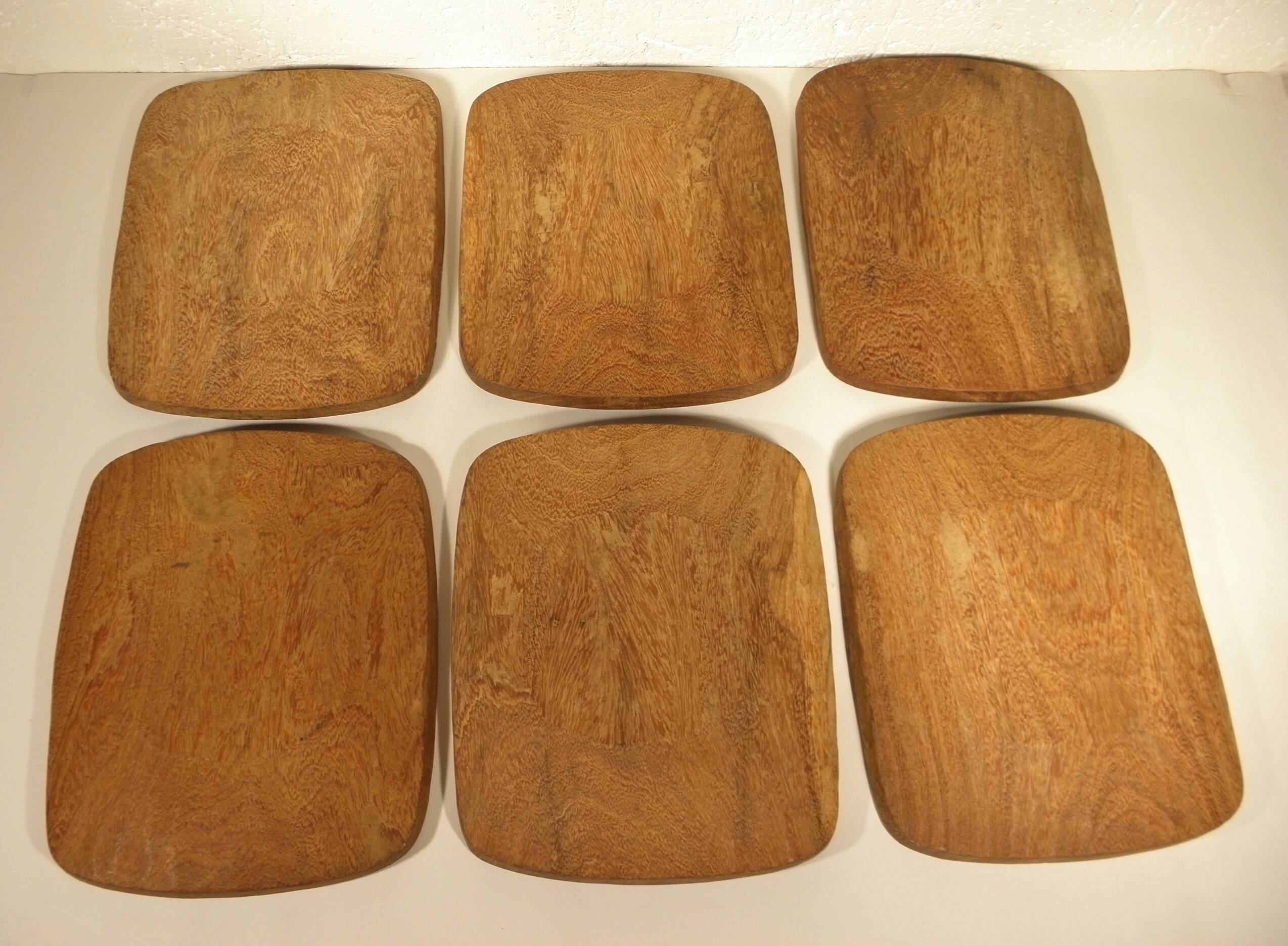 Exotic wood plate and bowl tray set